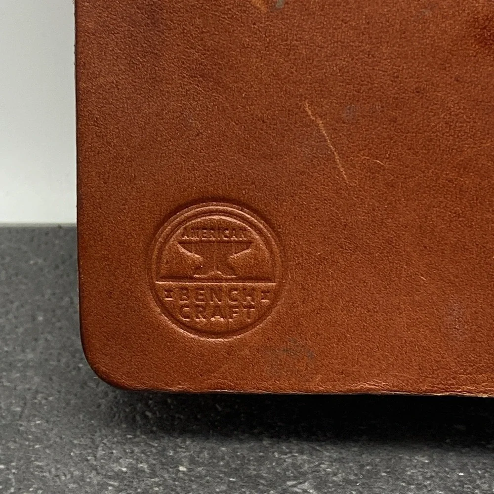 American Bench Craft Journal Cognac Brown Thick Leather Field Notes Trapper Book